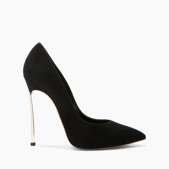 CASADEI Blade Sky High Black Suede Heels 8